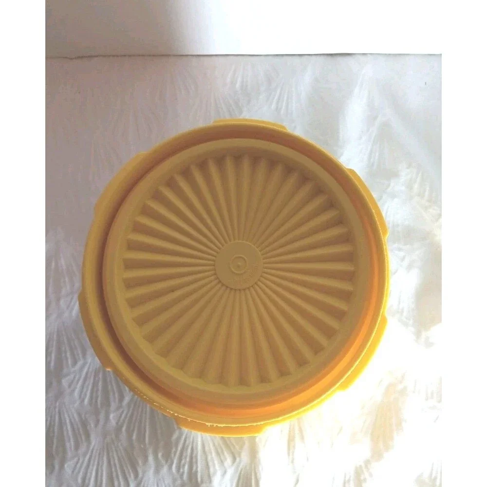 EXC VTG Tupperware Servalier Canister Set #809 & #807 Harvest Gold 70s Floral